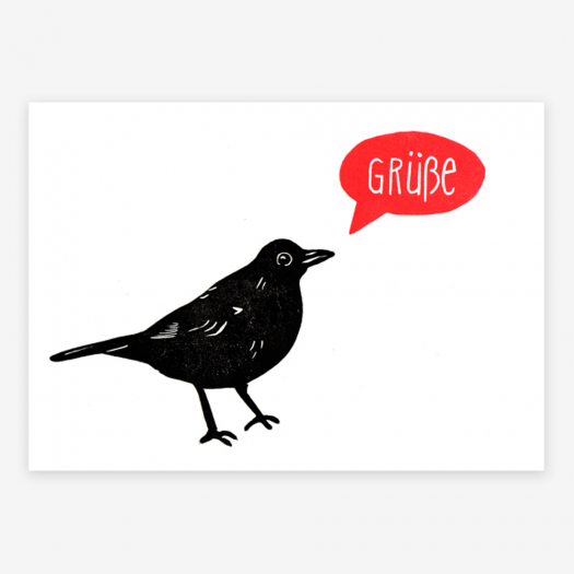 Postkarte Amsel Grüsse