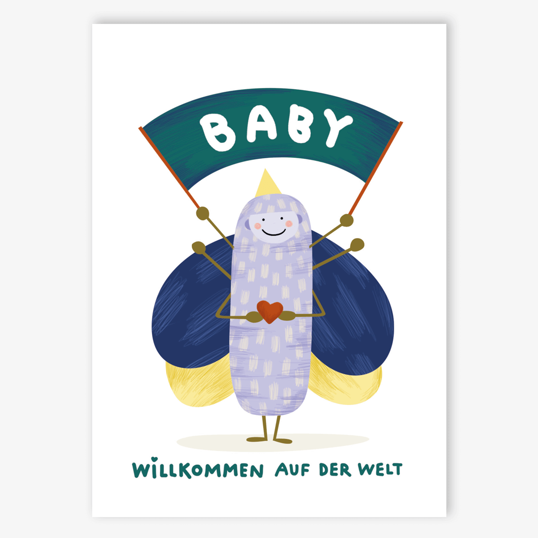 Postkarte Baby Bug/blue