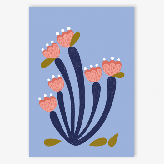 Postkarte Flower Blue